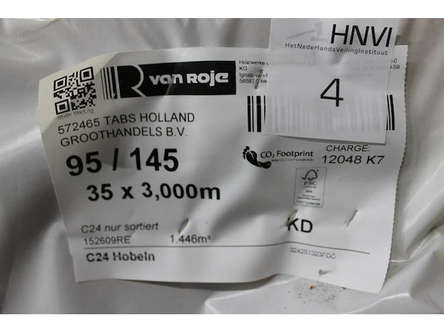 35 vurenhouten geschaafde balken 95 x 145 mm en lengte 300 cm (1,446 m3). - afbeelding 2 van  2