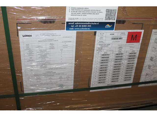 36 zonnepanelen longi lr5-54htb-430m. nieuw op pallet. afmeting 1134 x 1722 x 30 mm. - afbeelding 3 van  4