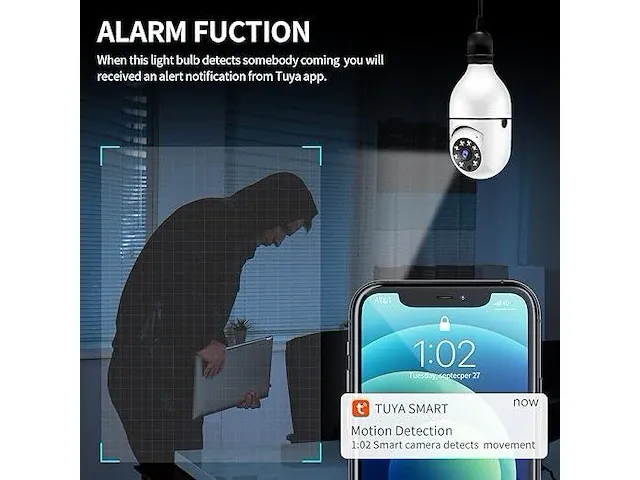 360° wifi surveillance ptz gloeilamp camera met e-27 fitting - afbeelding 5 van  6
