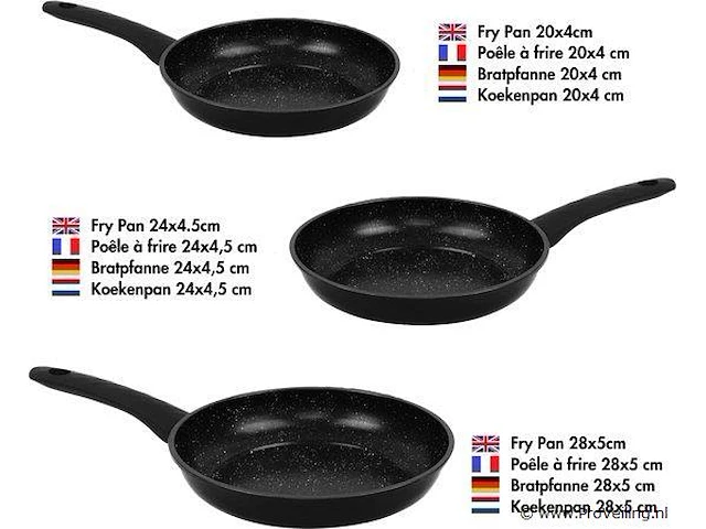 3delige braadpannen pfas vrije anti aanbak-zwart - afbeelding 5 van  5