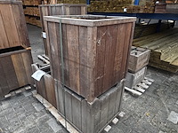 3x bloembakken hardhout | sommige licht vergrijsd - afbeelding 1 van  2