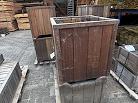 3x bloembakken hardhout | sommige licht vergrijsd - afbeelding 2 van  2