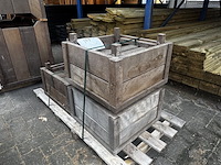 3x bloembakken hardhout | sommige licht vergrijsd - afbeelding 1 van  1