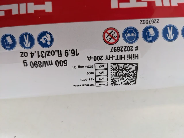 3x chemisch anker met 10x mengtuit hilti, hit-hy 200-a - afbeelding 6 van  6