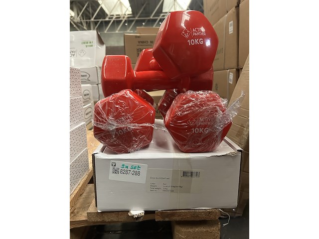 3x dumbbell set 2x 10kg (20kg totaal) active panther, rood - afbeelding 1 van  4