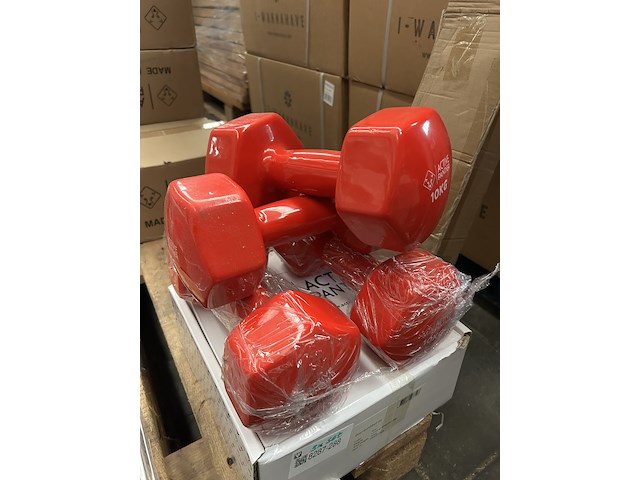 3x dumbbell set 2x 10kg (20kg totaal) active panther, rood - afbeelding 2 van  4