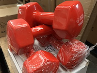 3x dumbbell set 2x 10kg (20kg totaal) active panther, rood - afbeelding 2 van  4