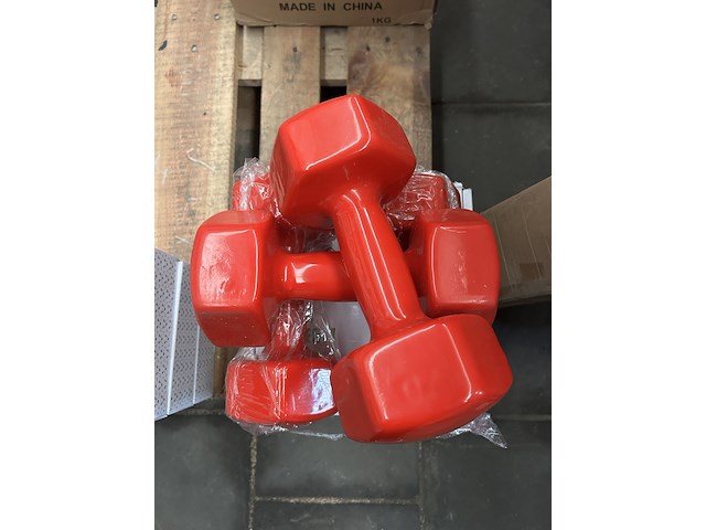 3x dumbbell set 2x 10kg (20kg totaal) active panther, rood - afbeelding 3 van  4