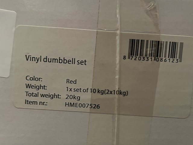 3x dumbbell set 2x 10kg (20kg totaal) active panther, rood - afbeelding 4 van  4