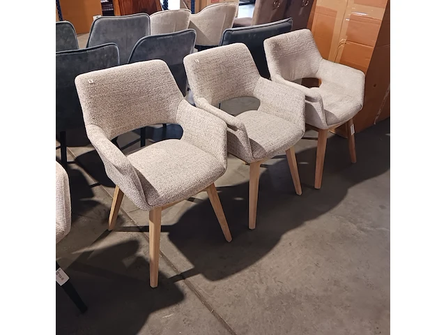 3x eetkamerstoelen boucle, zazuhome, beige - afbeelding 1 van  10
