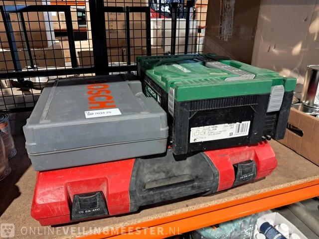 3x elektrisch/accugereedschap met lader en 2x accu hilti, bosch, hitachi - afbeelding 1 van  8