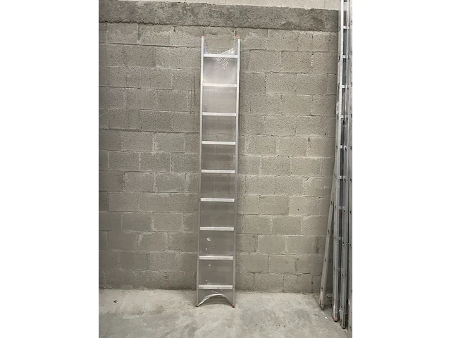 3x enkele ladder 9 treden, 3,10m tüv gekeurd, grijs / chroom, 2022 - afbeelding 1 van  1