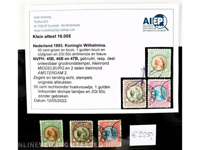 3x getaxeerde postzegels prinses wilhelmina - afbeelding 1 van  3