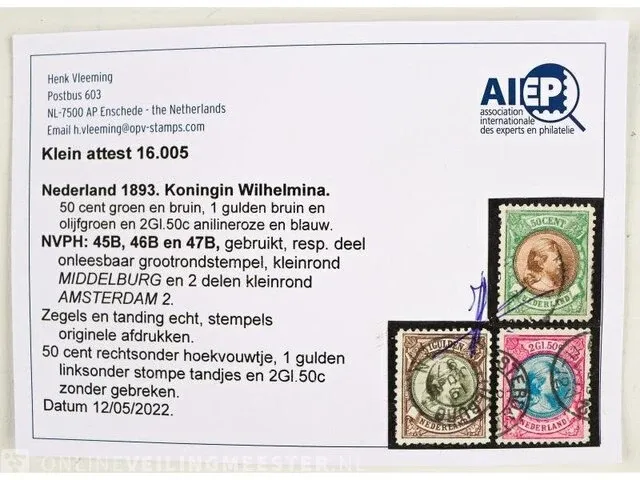 3x getaxeerde postzegels prinses wilhelmina - afbeelding 3 van  3