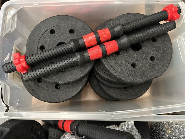 3x halterset met diverse halterschijven - afbeelding 2 van  4