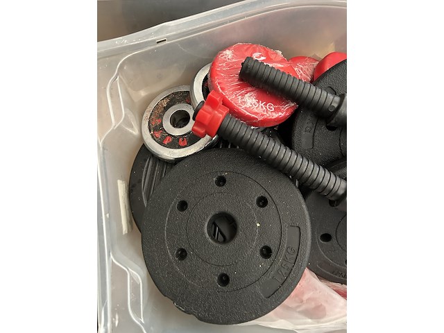 3x halterset met diverse halterschijven - afbeelding 5 van  6