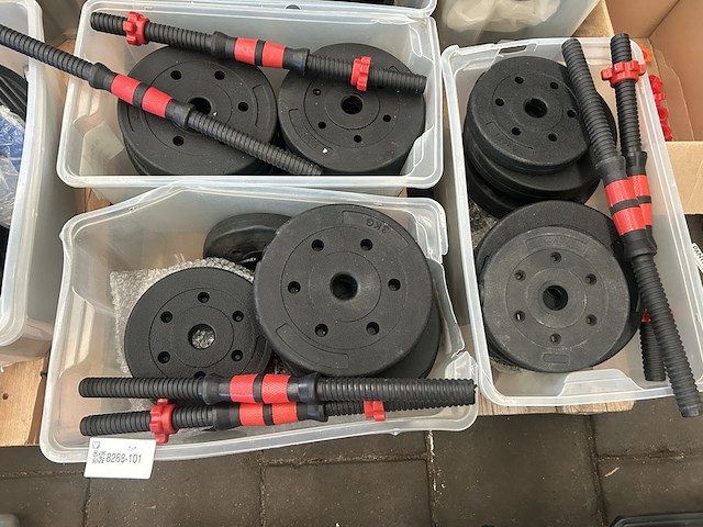 3x halterset met diverse halterschijven - afbeelding 1 van  5