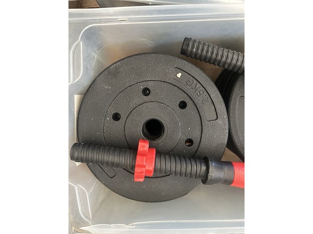 3x halterset met diverse halterschijven - afbeelding 4 van  5