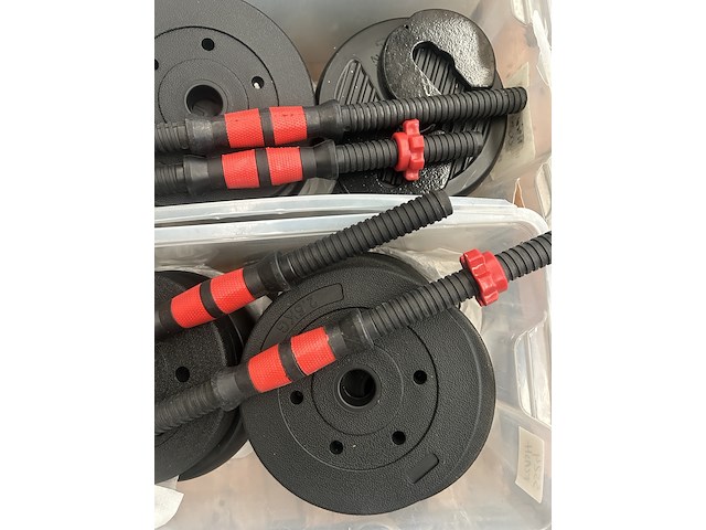 3x halterset met diverse halterschijven - afbeelding 2 van  5