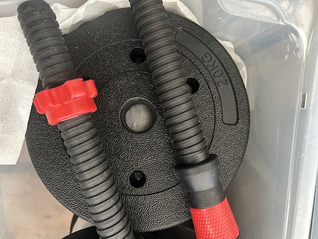 3x halterset met diverse halterschijven - afbeelding 4 van  5