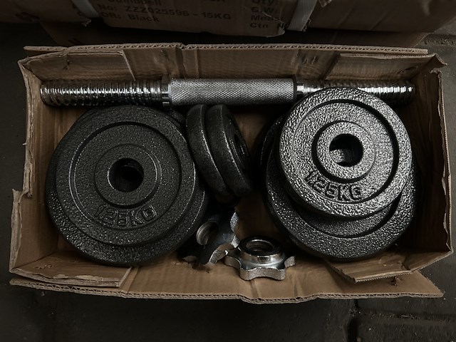 3x halterset met halterschijven 15 kg gietijzer active panther - afbeelding 2 van  4