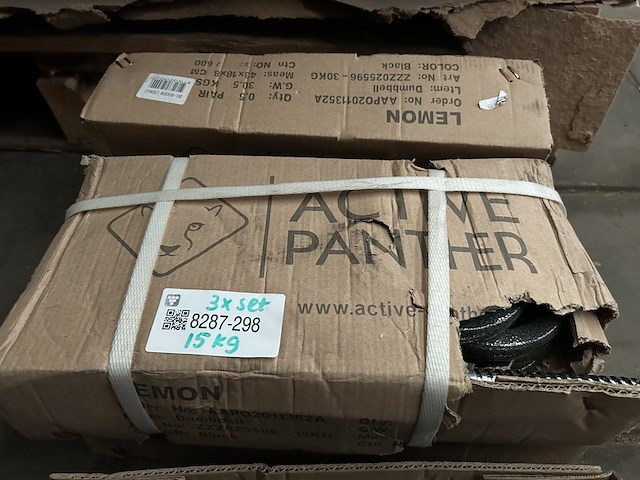 3x halterset met halterschijven 15 kg gietijzer active panther - afbeelding 3 van  4