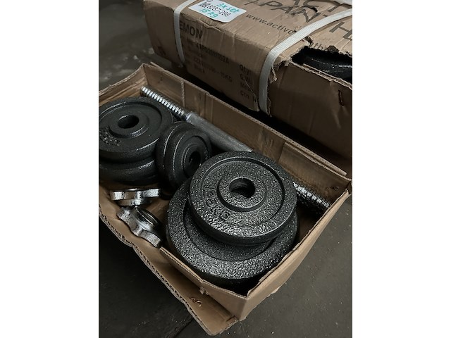 3x halterset met halterschijven 15 kg gietijzer active panther - afbeelding 4 van  4