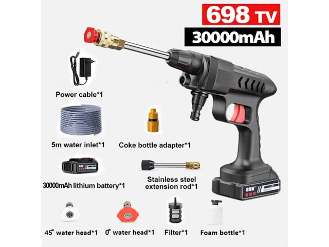3x hogedrukreiniger op accu, 60bar 300w, 30ah, inclusief accessoires - afbeelding 1 van  7
