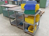 3x magazijnwagen met diverse magazijnbakjes - afbeelding 3 van  5