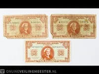 3x nederlandse bankbiljetten 1945 - afbeelding 1 van  1