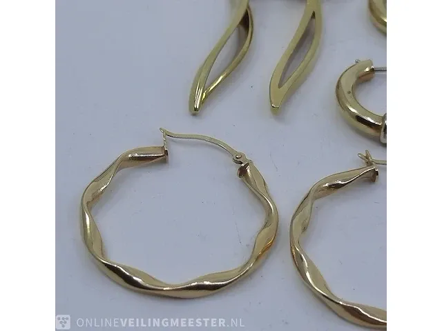3x paar gouden oorbellen, 14 karaats - afbeelding 4 van  8