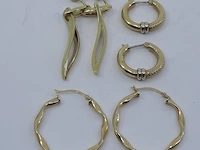 3x paar gouden oorbellen, 14 karaats - afbeelding 6 van  8