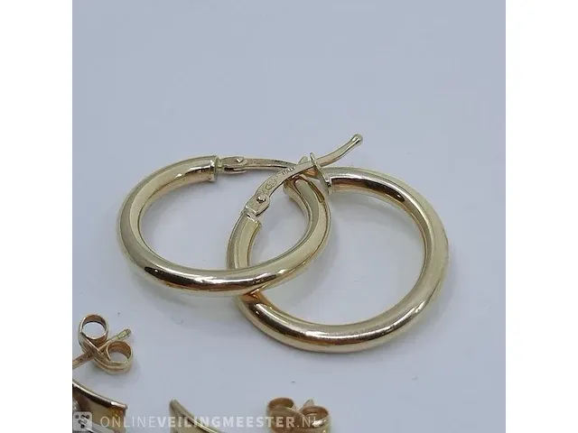 3x paar gouden oorstekers, 14 karaats - afbeelding 4 van  7