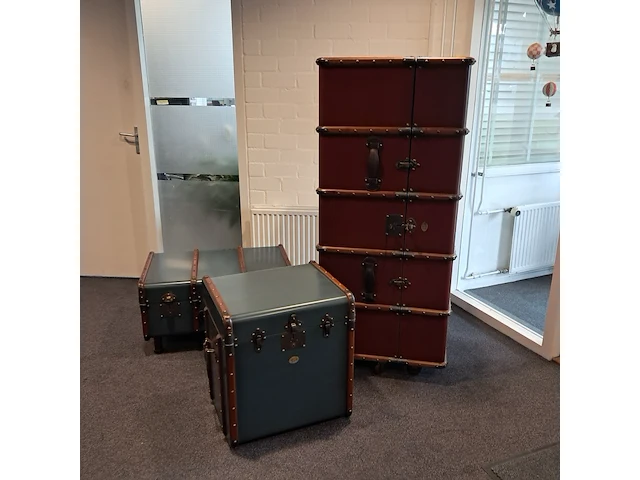 3x reiskoffers authentic models, groen & bruin - afbeelding 8 van  15
