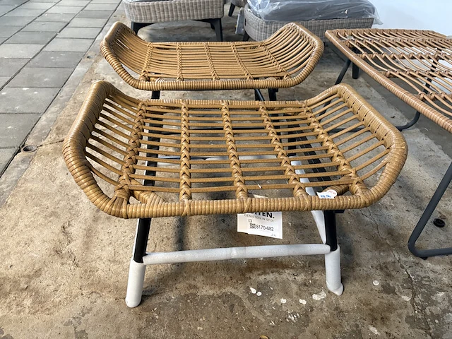 3x rotan bijzettafel, voetenbank - afbeelding 3 van  5
