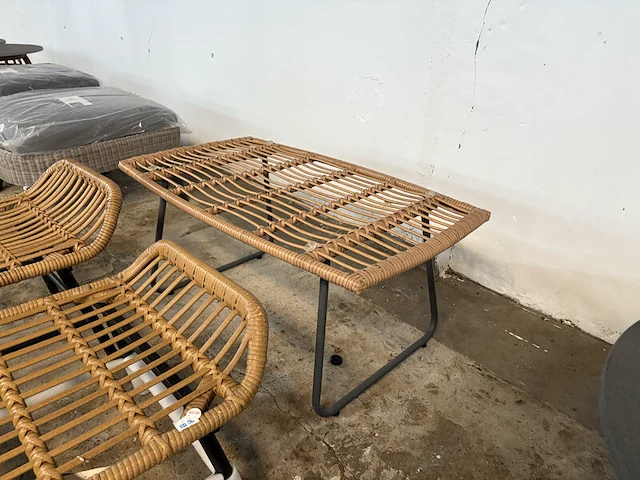 3x rotan bijzettafel, voetenbank - afbeelding 4 van  5