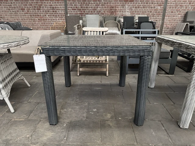 3x tuintafel met glasplaat 90x90 cm fonteyn, chesley, donkergrijs - afbeelding 1 van  3