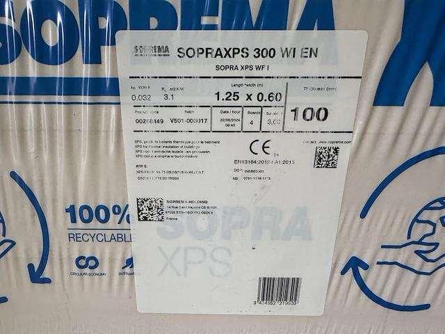 3x xps wfi 1250x600x100mm rd:2.85 4pl/pak(=3,00m²) soprema - afbeelding 3 van  3