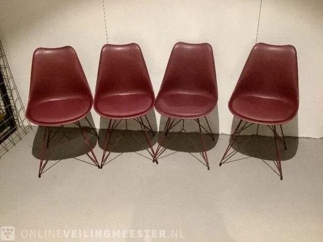 4 eetkamerstoelen bjorn, bordeaux rood - afbeelding 1 van  3