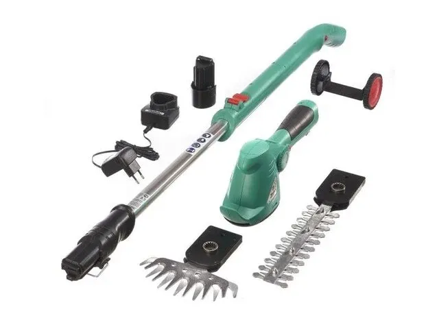 4 in 1 accu gras en heggeschaarset gartenmeister, 940770, groen/zwart/zilver - afbeelding 1 van  4