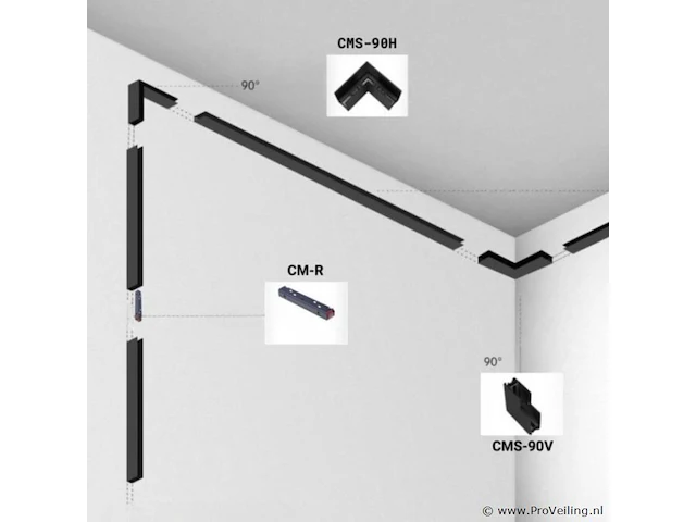 4 x l-connector voor magnetische opbouwrails 20 mm – horizontaal. - afbeelding 3 van  4