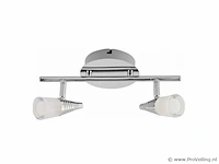 4 x led plafondlamp – 2 spots – di03 – 2 x 5w max – 4000k – neutraal wit – zilver - afbeelding 4 van  4