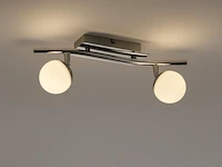 4 x led plafondlamp – 2 spots – hl7182l – 2 x 4w max – 4000k – neutraal wit – zilver - afbeelding 1 van  4