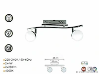 4 x led plafondlamp – 2 spots – hl7182l – 2 x 4w max – 4000k – neutraal wit – zilver - afbeelding 3 van  4