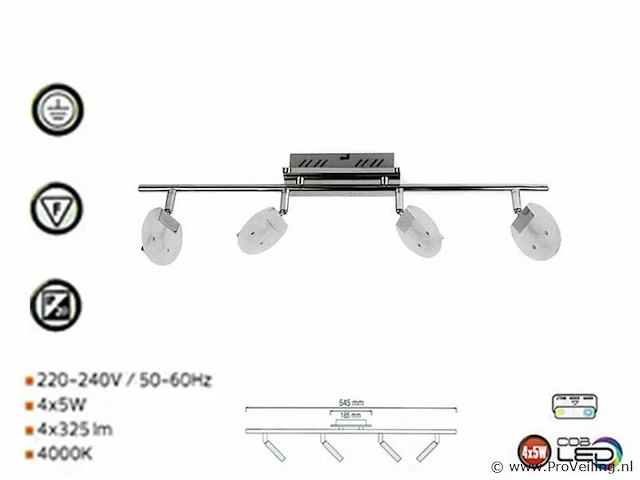 4 x led plafondspot – hl7164l – 5w – 4000k – neutraal wit – zilver - afbeelding 3 van  4