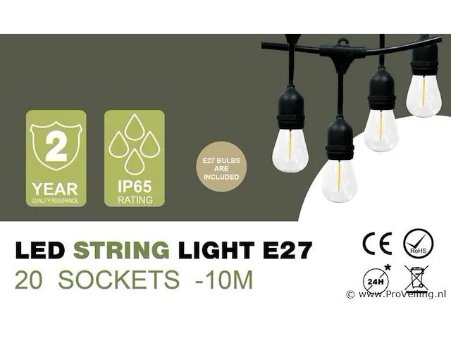 4 x lichtsnoer 10 m met 20 led-lampjes - afbeelding 2 van  4