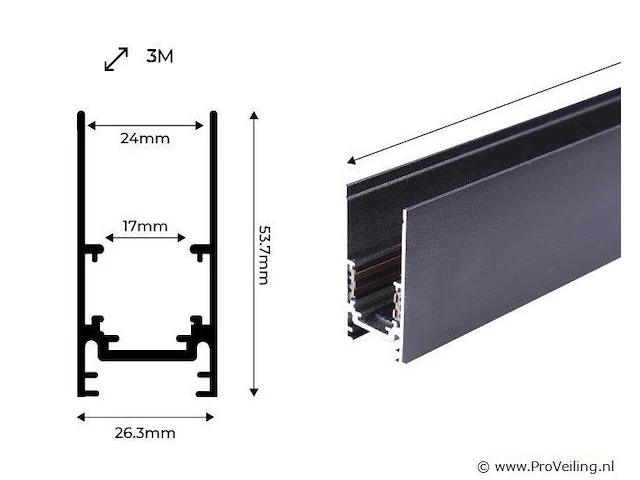 4 x magnetische opbouwrail 48v – 3 meter. - afbeelding 5 van  5