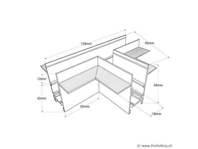 4 x t-connector voor ingebouwde magnetische rails 20 mm – horizontaal. - afbeelding 3 van  4