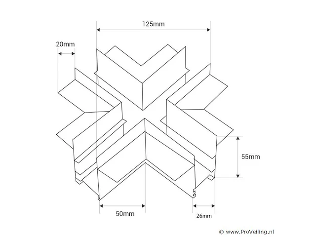 4 x x-connector voor ingebouwde magnetische rails 20 mm – horizontaal. - afbeelding 4 van  4