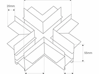 4 x x-connector voor ingebouwde magnetische rails 20 mm – horizontaal. - afbeelding 4 van  4
